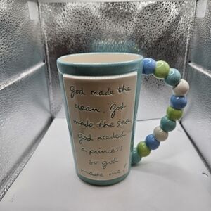 Colorful Beaded Handle Mug with Inspirational Quote